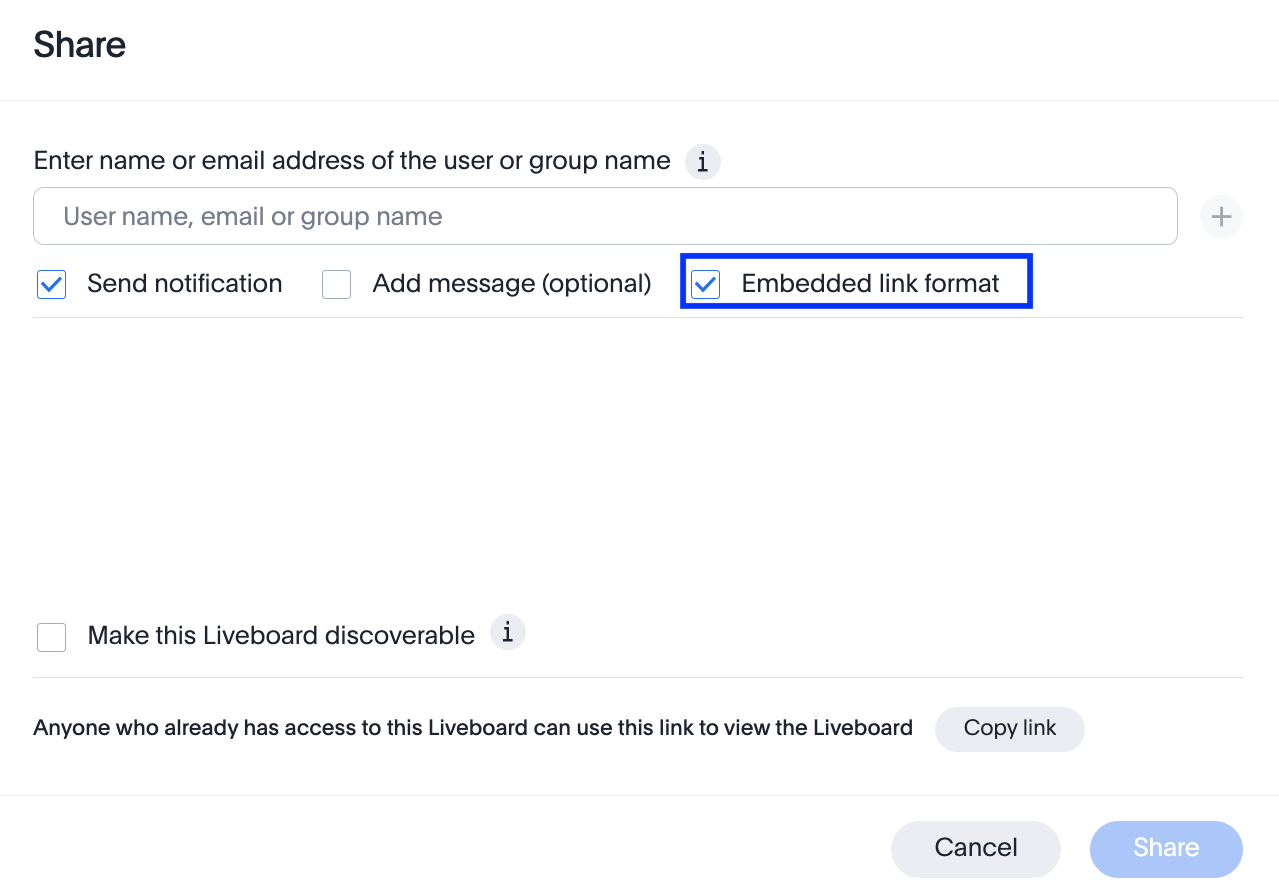 Embed link format