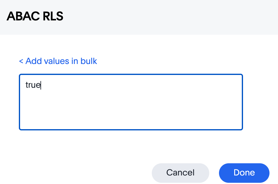 Type in true in bulk values box