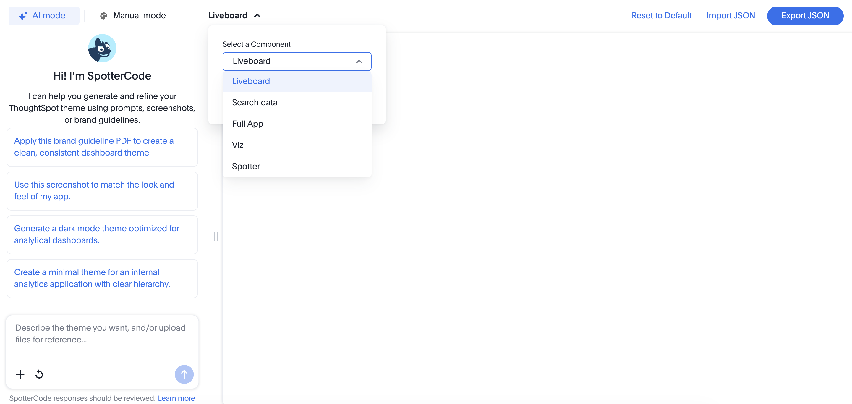 Embed components menu