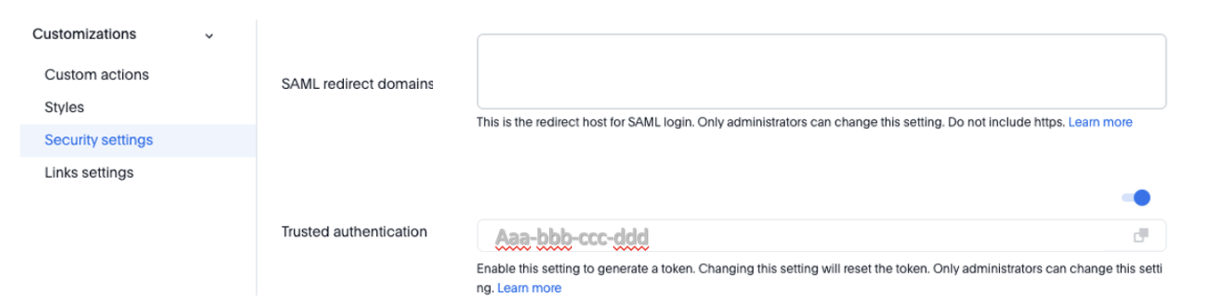 Trusted auth configuration